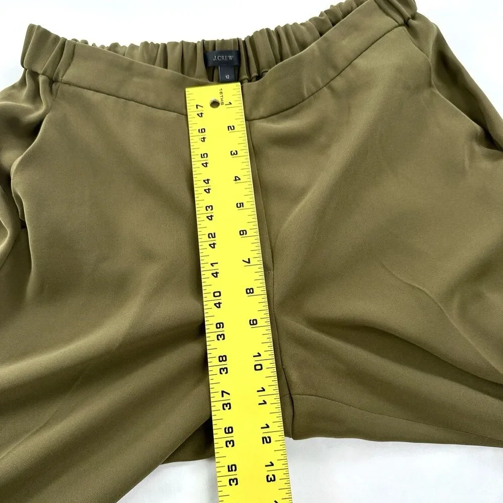 J Crew Pants Pull On Womens 12 Olive Green Pockets Lightweight Office Career